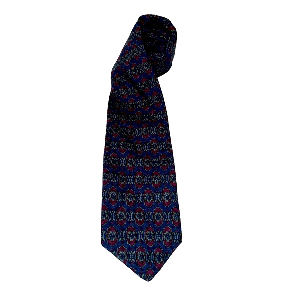 Mallory & Church Vintage Navy Blue Floral Silk Neck Tie